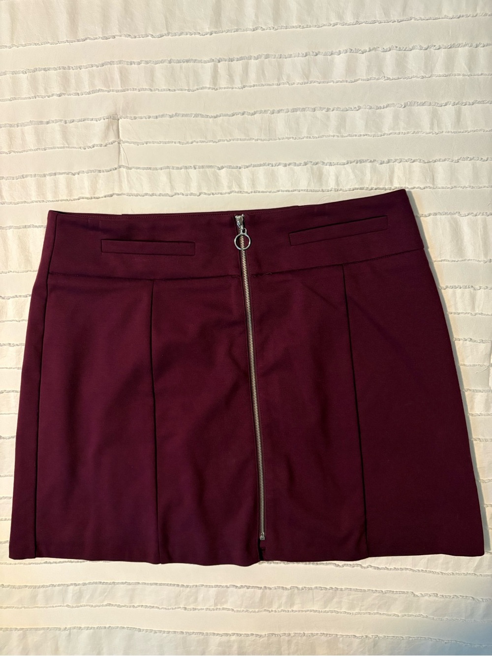 Candie's Burgundy Front-Zip Mini Skirt